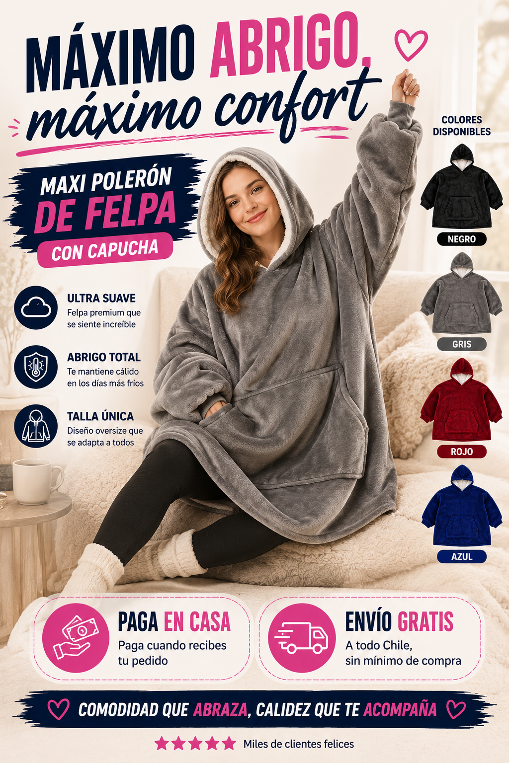 Maxi Polerón Felpa con Capucha – El calor más cómodo de este invierno 🔥❄️
