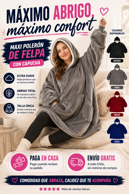 Maxi Polerón Felpa con Capucha – El calor más cómodo de este invierno 🔥❄️